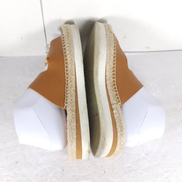 See by Chloe Women's Glyn 38 US7,5 Brown Leather Espadrille Mules Slide Sandals - Picture 9 of 16